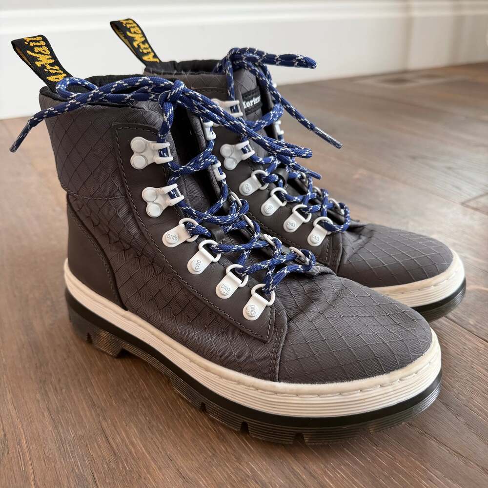 Doc Dr. Martens Combs Tech Combat Boots Gunmetal Gray Ripstop Women's US 6